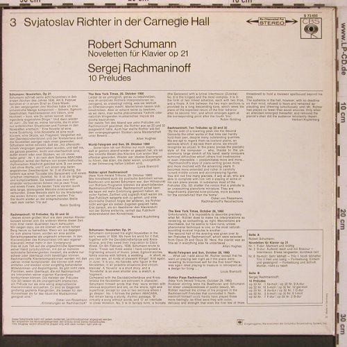 Richter,Svjatoslav: in der Carnegie Hall, Schumann,Rach, CBS(S 72 450), D, vg+/m-,  - LP - L9598 - 6,00 Euro