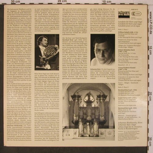 V.A.Laudatio für Horn und Orgel: William Babell, Bach, Händel.., Schwann ams studio(AMS 610), D, vg+/m-, 1979 - LP - L9641 - 5,00 Euro