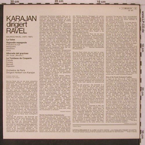 Karajan,Herbert von: dirigiert Ravel, Orchestre de Paris, EMI (C 065-02 214), D, 1972 Typ: LP Best.-Nr.: L9652 Preis: 7,50 Euro