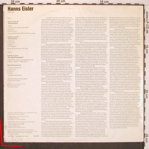 Eisler,Hanns: Kleine Sinfonie op.29, m-/VG--, Nova (8 85 043), DDR, 1974 Typ: LP Best.-Nr.: L9658 Preis: 5,00 Euro