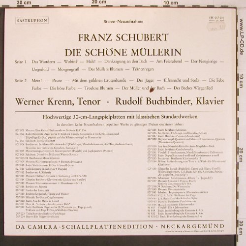 Schubert,Franz: Die Schöne Müllerin, Da Camera (SM 007 006), D Typ: LP Best.-Nr.: L9677 Preis: 7,50 Euro