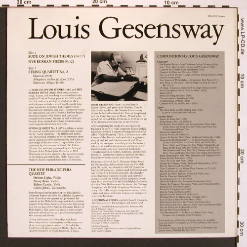 Gesensway,Louis: Suite on Jewish Themes, vg+/m-, E.Horowitz (EH06761), US, 1986 Typ: LP Best.-Nr.: L9689 Preis: 17,50 Euro