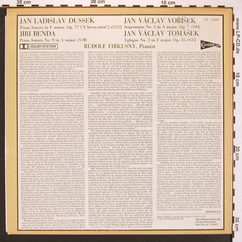 Firkusny,Rudolf: Dussek:Sonat.,op.77, Benda:Sonat 9, Candide (CE 31086), US,vg+/m-, 1974 Typ: LP Best.-Nr.: L9693 Preis: 7,50 Euro