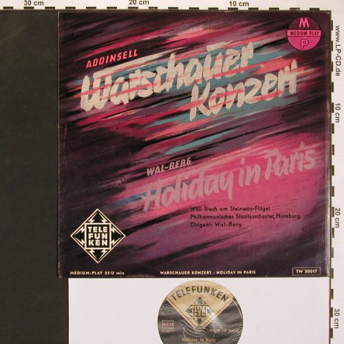 Addinsell,Richard / Wal-Berg: Warschauer Konzert / Holiday in Par, Telefunken (TW 30 017), D,VG-/m- Typ: 10" Best.-Nr.: L9695 Preis: 5,00 Euro