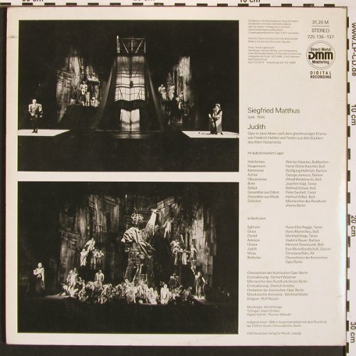 Matthus,Siegfried: Judith - Komische Oper, Foc, Eterna(725 136-137), DDR, 1986 - 2LP - L9696 - 15,00 Euro