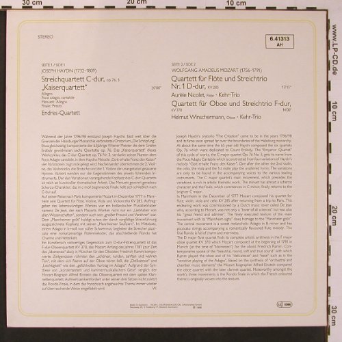Haydn,Joseph / Mozart: Kaiserquartett op.76 / Flötenquart., Telefunken(6.41313 AH), D, Ri, 1968 - LP - L9705 - 7,50 Euro