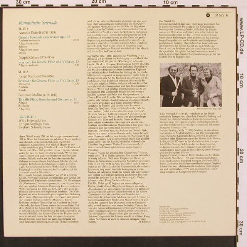 Diabelli,Antonio / Küffner / Molino: Romantische Serenaden, Musik-Club (31 522 6), D, 1980 Typ: LP Best.-Nr.: L9726 Preis: 6,00 Euro