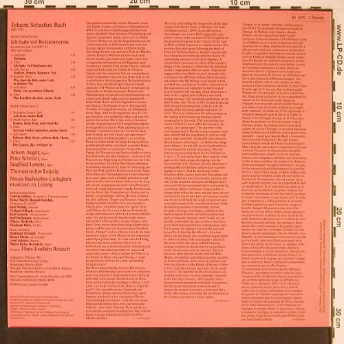 Bach,Johann Sebastian: Ich hatte viel Bekümmernis, BWV 21, Eurodisc(41 670 1), D, 1983 - LP - L9804 - 7,50 Euro