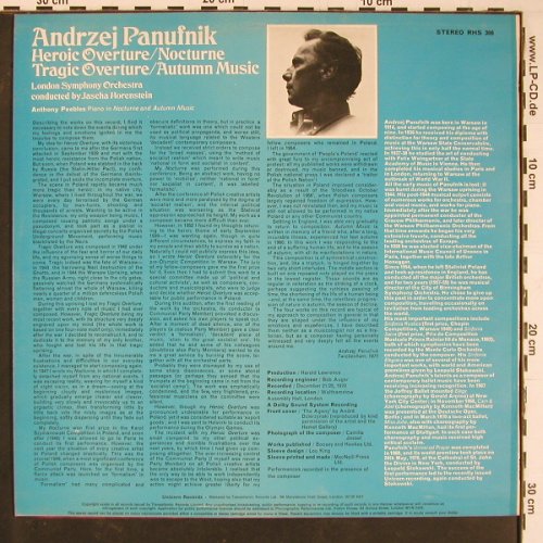 Panufnik,Andrzej: Heroic Overture, Nocturne / Tragic, Unicorn (RHS 306), UK, 1971 Typ: LP Best.-Nr.: L9813 Preis: 9,00 Euro