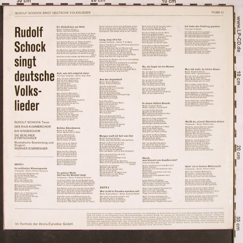 Schock,Rudolf: singt deutsche Volkslieder, Eurodisc (74 075 IU), D Typ: LP Best.-Nr.: L9817 Preis: 7,50 Euro