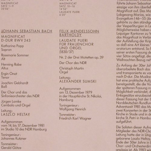 Bach,Johann Sebastian/MendBartholdy: Magnificat D-Dur BWV 243/Laudate Pu, NDR(F 668 119), D, 1982 - LP - L9819 - 12,50 Euro