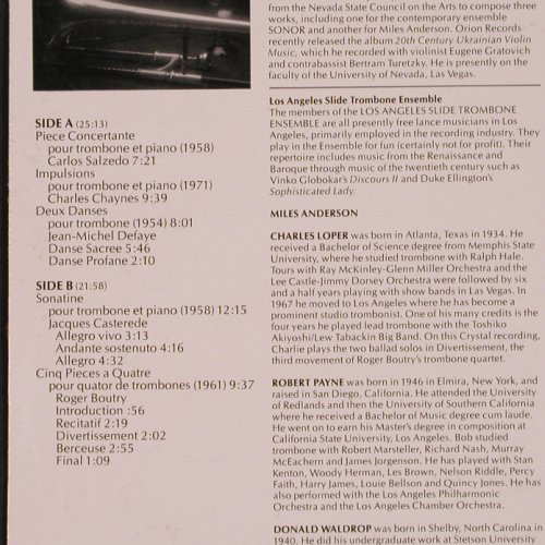 Anderson,Miles: plays his Slide Trombone again, Crystal (S 385), US, 1979 Typ: LP Best.-Nr.: L9822 Preis: 7,50 Euro