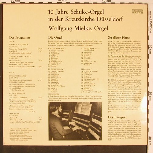 V.A.10 Jahre Schuke-Orgel: Kreuzkirche Düsseldorf, Kreuzkantorei (StO 760101), D, 1976 Typ: LP Best.-Nr.: L9828 Preis: 6,50 Euro