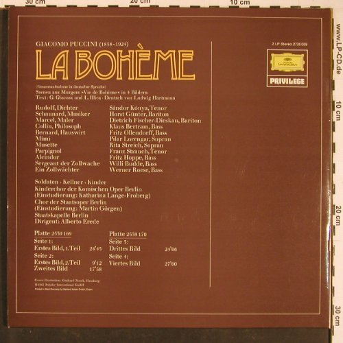 Puccini,Giacomo: La Boheme, Foc, D.Gr. Privilege(2726 059), D, Ri, 1961 - 2LP - L9830 - 7,50 Euro