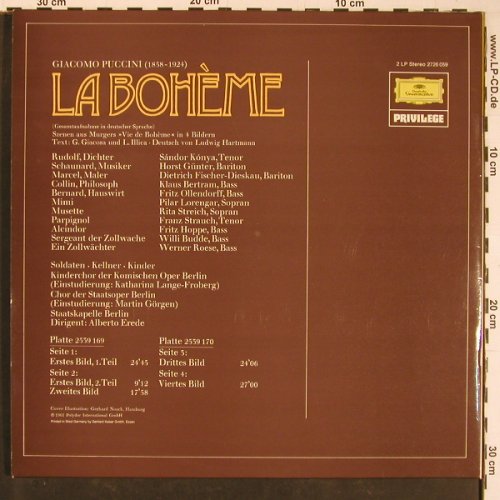 Puccini,Giacomo: La Boheme, Foc, D.Gr. Privilege (2726 059), D, Ri, 1961 Typ: 2LP Best.-Nr.: L9830 Preis: 7,50 Euro