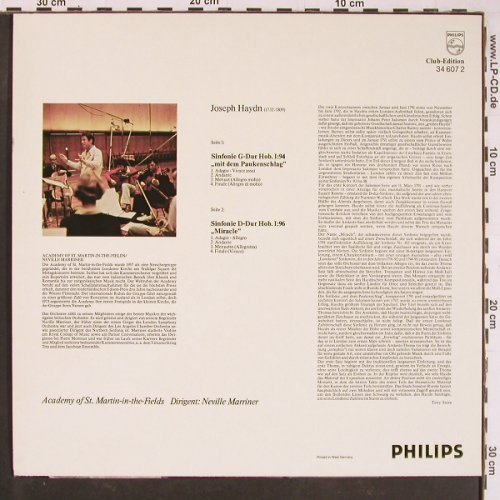 Haydn,Joseph: Sinfonien 1, Club-Edition, Philips (34 607 2), D Typ: LP Best.-Nr.: L9838 Preis: 6,00 Euro
