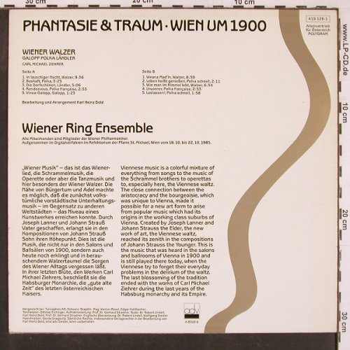 Wiener Ring Ensemble: Phantasie&Traum,Wien um 1900, ADV-A 8510 A(419 126-1), CH, m-/vg+, 1985 - LP - L9867 - 5,00 Euro