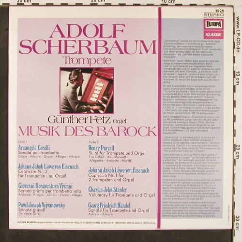 Scherbaum,Adolf: Musik des Barock,Günther Fetz,Orgel, Europa 1225 (114 024.8), D, 1975 Typ: LP Best.-Nr.: L9869 Preis: 6,00 Euro
