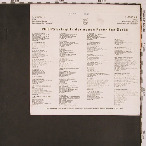 Weber,Carl Maria von: Ouvertüre zu Oberon / Freischtz, Philips(S 06003R), D, vg+/vg+, 1961 - 10inch - L9896 - 5,00 Euro