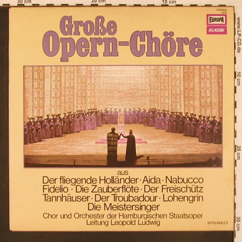 V.A.Große Opern Chöre: Der Fliegende Holländer, Aida..., Europa (1216), D, 1974 Typ: LP Best.-Nr.: L9899 Preis: 6,00 Euro