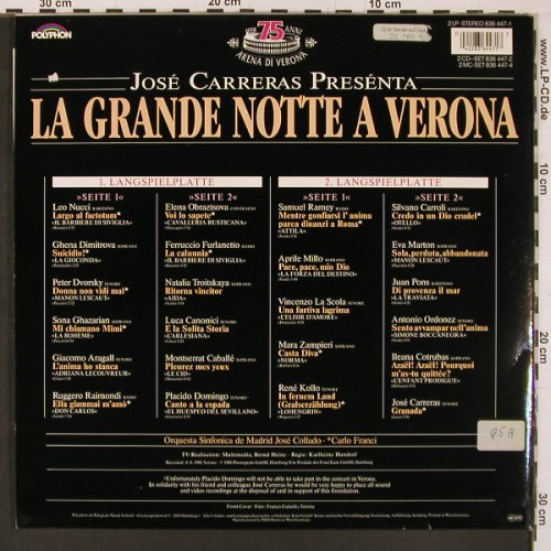 Carreras,Jose: La Grande Notte A Verona, Foc, live, Polyphon(836 447-1), D, 1988 - 2LP - L9905 - 9,00 Euro
