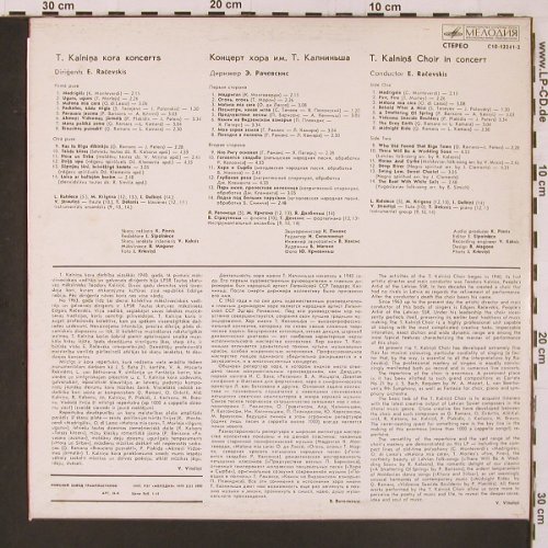 Teodora Kalnins Choir: In Concert, Edgars Racevskis, MEAOANR(C10-12241-2), UDSSR, 1979 - LP - L9925 - 7,50 Euro