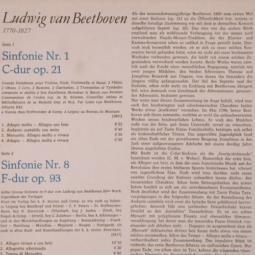 Beethoven,Ludwig van: Sinfonien Nr.1 & 8, Eterna(8 26 415), DDR, 1975 - LP - L9950 - 6,00 Euro