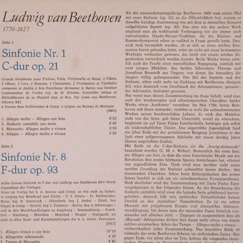 Beethoven,Ludwig van: Sinfonien Nr.1 & 8, Eterna(8 26 415), DDR, 1975 - LP - L9950 - 6,00 Euro