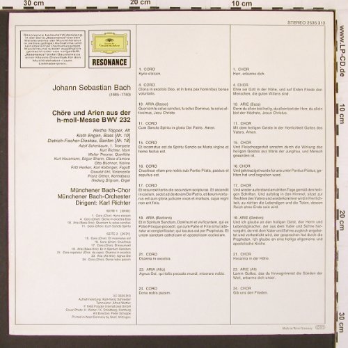 Bach,Johann Sebastian: H-moll-Messe, Chöre&Arien, bwv 232, D.Gr. Resonance(2535 313), D, Ri,  - LP - L9959 - 6,00 Euro
