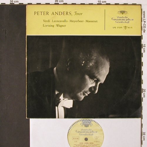 Anders,Peter: Tenor - Verdi Leoncavallo, Deutsche Grammophon (LPE 17 091), D, m-/vg+, 1957 Typ: 10" Best.-Nr.: L9987 Preis: 6,00 Euro