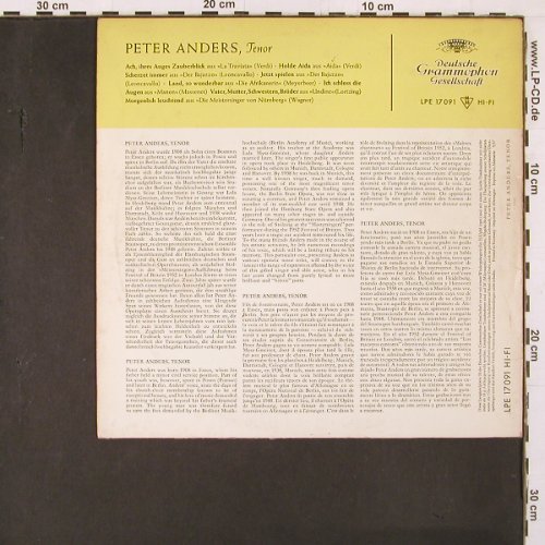 Anders,Peter: Tenor - Verdi Leoncavallo, Deutsche Grammophon (LPE 17 091), D, m-/vg+, 1957 Typ: 10" Best.-Nr.: L9987 Preis: 6,00 Euro