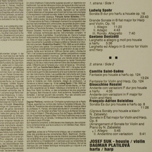 Suk,Josef & Dagmar Platilova: Compositions for violin and harp, Supraphon(11 0046-1), CSSR, 1986 - LP - L9992 - 7,50 Euro