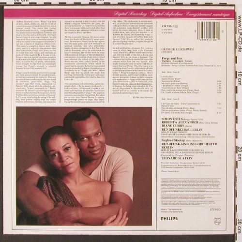 Gershwin,George: Porgy and Bess - Querschnitt, Philips (412 720-1), NL, 1985 Typ: LP Best.-Nr.: L9994 Preis: 6,00 Euro