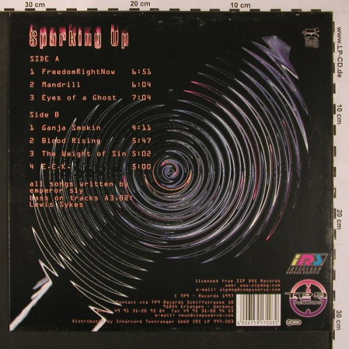 Emperor Sly: Sparking Up, TP9 Rec. (TP9 006), D, 1997 Typ: LP Best.-Nr.: X8922 Preis: 9,00 Euro