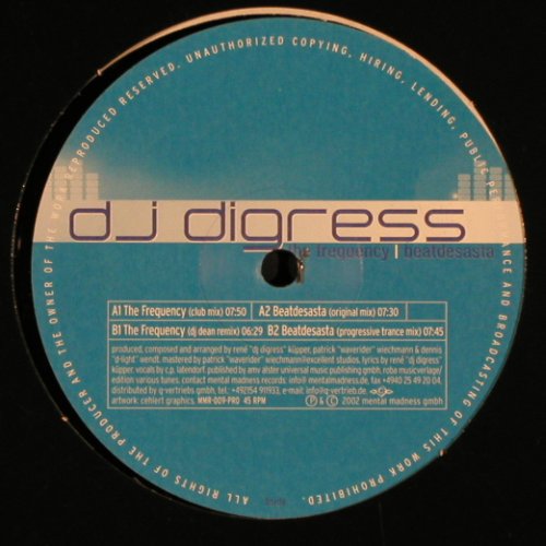 DJ Digress: The Frequency*2+2, Mental Madness (MMR009-PRO), D, 2002 Typ: 12" Best.-Nr.: X9637 Preis: 4,00 Euro