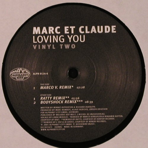 Marc et Claude: Loving You*3, Vinyl 2, Alphabet City (ALPH 0114-6), D, vg+/vg+, 2001 Typ: 12" Best.-Nr.: X9690 Preis: 4,00 Euro