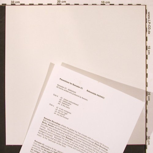 Kareem: Battlefield, 8Tr. (33rpm), Facts, Ramadan Rec. (ramadan 01), D, 2003 Typ: 12" Best.-Nr.: X9695 Preis: 9,00 Euro