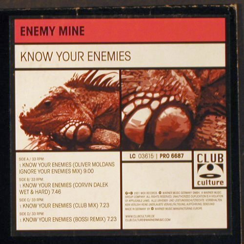 Enemy Mine: Know Your Enemy*4, LC, Club Culture, D, 2001 Typ: 12"*2 Best.-Nr.: X9700 Preis: 6,00 Euro