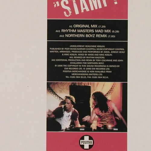 Healy,Jeremy & Amos: Stamp! (orig+rhythm+1), EMI (8 83276 6), UK, 1996 Typ: 12" Best.-Nr.: Y1497 Preis: 4,00 Euro