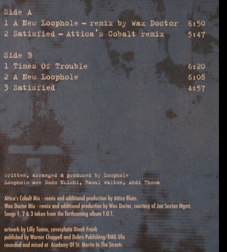 Loophole: Resurrection EP, 5Tr.,33rpm. m /vg+, Amber (576 527-1), D, 1996 Typ: 12" Best.-Nr.: Y1689 Preis: 5,00 Euro