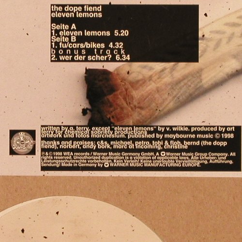 Dope Fiend: Eleven Lemons+2, Downbeat / WEA (398422298-0), D, FLC, 1998 Typ: 12" Best.-Nr.: Y1902 Preis: 4,00 Euro