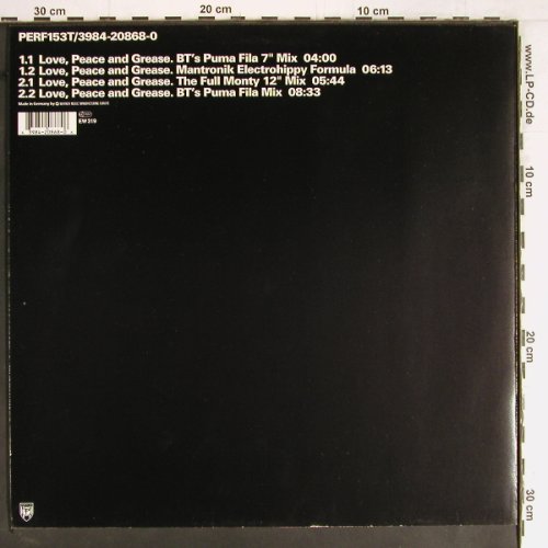 BT_: Love,Peace and Grease*4, Perfecto (PERF153T), D, 1997 Typ: 12" Best.-Nr.: Y2559 Preis: 4,00 Euro