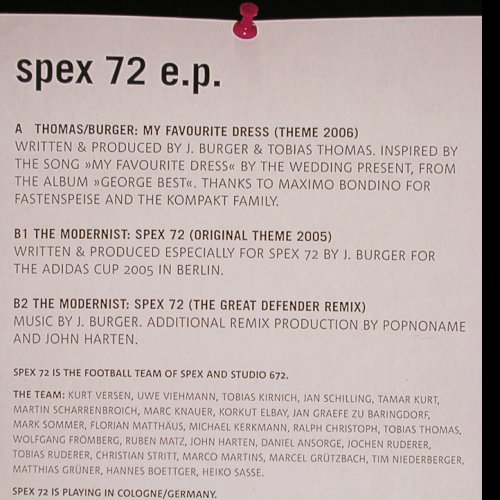 Thomas/Burger & Modernist: Spex72 e.p., C/O Pop (cop04), D, 2006 Typ: 12" Best.-Nr.: Y3928 Preis: 5,00 Euro
