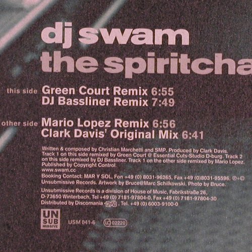 DJ Swam: The Spiritchaser, 4 Tr., UN Sub (USM 041-6), D, 2000 Typ: 12" Best.-Nr.: Y4936 Preis: 4,00 Euro