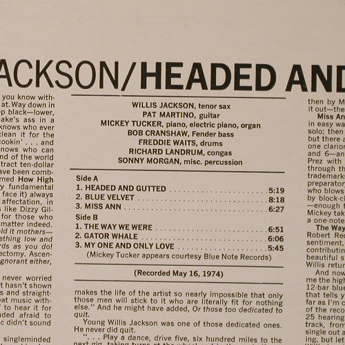 Jackson,Willis: Headed and Gutted, Muse Records(MUSE 5048), US, 1974 - LP - F1137 - 12,50 Euro