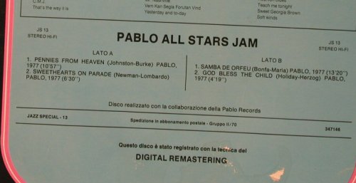 Pablo All Stars Jam: Jam Session, Foc, Fabbri Ed.(347146), I, 1977 - LP - F2463 - 5,00 Euro