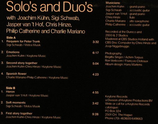 V.A.Solo's & Duo's: 7 Tr. Foc, Keytone(KYT 708), NL, 1981 - LP - F7121 - 6,50 Euro