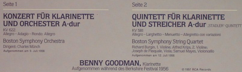 Goodman,Benny: Spielt Mozart '56, Ri, Clöub Ed., RCA(15448-4), D, 1988 - LP - H1404 - 5,00 Euro