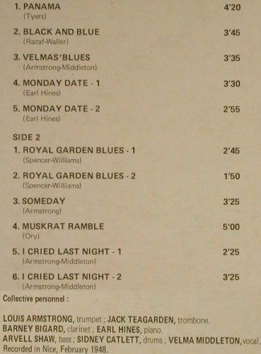 Armstrong,Louis: Integral Nice Concert 1948, Vol.1, Musidisc(30 JA 5154), F, Ri, 1983 - LP - H1940 - 6,00 Euro