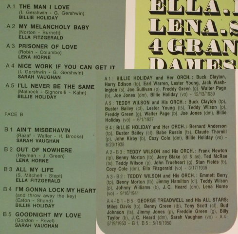 V.A.Ella,Billie,Lena,Sarah: 4 Grandes Dames du Jazz, CBS JazzParty 9(52 072), NL, 1972 - LP - H6165 - 7,50 Euro
